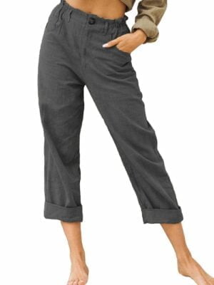 Pantalon En Coton à Taille Élastique Pour Femme - Shoppy Deals