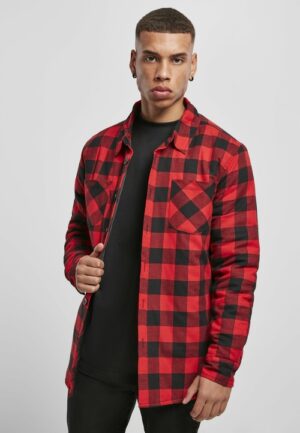 Heren Geruit Fleece Shirt Zwart/Rood - Shoppydeals.fr