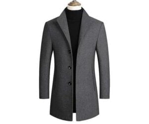 Manteau en laine pour homme haute qualité couleur unie - Shoppydeals.fr