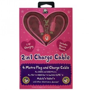 2in1 4m Pink Charge Cable with Unicorn Charm Pink - MFCHARG4 - PlayStation 4