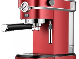 15 Bar roestvrijstalen espressomachine zwart/rood - Shoppy Deals
