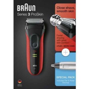 Rasoir électrique Braun Série 3 modèle 3030s avec protection (noir/rouge)