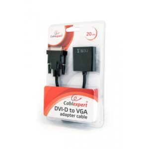Câble adaptateur CableXpert DVI-D 24 broches mâle vers VGA Noir AB-DVID-VGAF-01