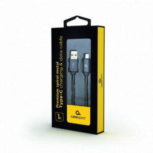 Câble de charge USB CableXpert Type-C 1 m métallique CC-USB2S-AMCM-1M-BG