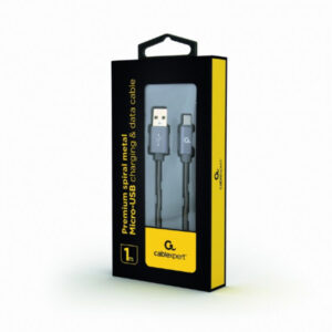 CableXpert Câble de charge Micro-USB 1 m gris métallisé CC-USB2S-AMmBM-1M-BG