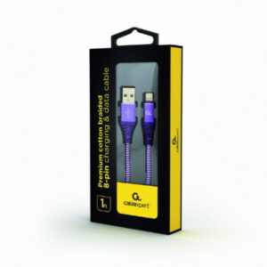 Câble de charge CableXpert 8 broches 1m violet / blanc CC-USB2B-AMLM-1M-PW