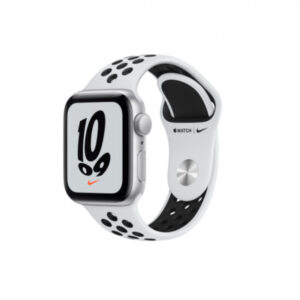 Apple Watch SE Alu Montre connectée Nike 40mm Bracelet Noir et Blanc et Cadran en Argent - iOS MKQ23