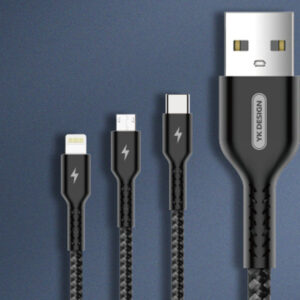 YK Design câble de données 3A tressé 3 en 1 Type-C/Micro USB/Light (YK-S29)