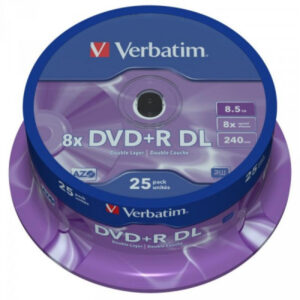Pack de 25 DVD+R 8.5GB Verbatim 8x DL Mattsilver SF CB 43757