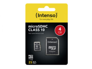 MicroSDHC 4Go Intenso + Adaptateur CL10 - Sous blister