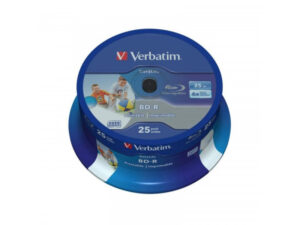 Pack of 25 BD-R 25GB Verbatim 6x DATALIFE Inkjet white HTL Cakebox 43811
