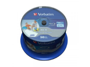 50 Stück BD-R 25GB Verbatim 6x DATALIFE Inkjet White HTL Cakebox 43812
