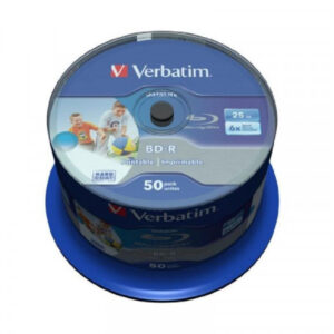 Pack de 50 BD-R 25GB Verbatim 6x DATALIFE Inkjet blanco HTL Cakebox 43812