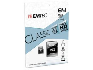 MicroSDXC 64GB EMTEC +Adapter CL10 CLASSIC Blisterverpakking