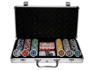 Pokerkoffer aus Aluminium + 300 Chips (Chips markiert mit 11