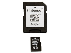 MicroSDHC 16GB Intenso Premium CL10 UHS-I + adapter en blisterverpakking