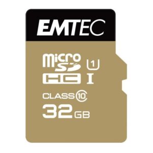 MicroSDHC 32Go EMTEC + Adapter CL10 EliteGold UHS-I 85MB/s Im Blister
