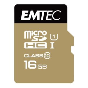 MicroSDHC 16Go EMTEC + adaptador CL10 EliteGold UHS-I 85MB/s En blister