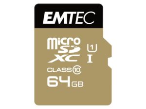 MicroSDXC 64Go EMTEC + adapter CL10 EliteGold UHS-I 85MB/s In blister