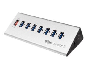 HUB USB 3.0 LogiLink  7+ 1 Ports de charge rapide (Argenté)