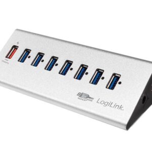 HUB USB 3.0 LogiLink  7+ 1 Ports de charge rapide (Argenté)