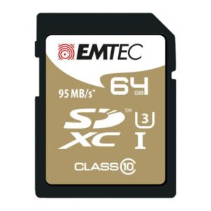SDXC 64Go EMTEC SpeedIn CL10 95MB/s FullHD 4K UltraHD - Sous blister