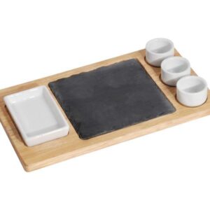 MK Bamboo DÜSSELDORF - Chip & Dip Set with chopping board and tray (6 pieces)