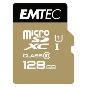 MicroSDXC 128Go EMTEC + adaptador CL10 EliteGold UHS-I 85MB/s En blister