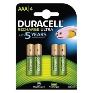 Pack de 4 piles rechargeables Duracell AAA Micro 900mAh