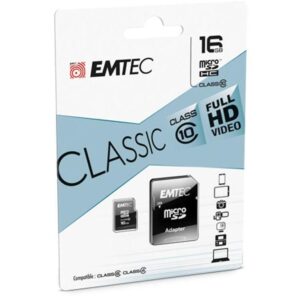 MicroSDHC 16GB EMTEC + CL10 CLASSIC Adapter - In blister