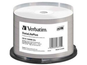 Verbatim CD-R 80min/700MB/52x Cakebox (50 Disc) InkJet Printable White Fullsize Surface 43745