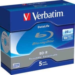 Verbatim BD-R 25GB/1-6x Jewelcase (5 discos) DataLife Superficie blanca azul 43836