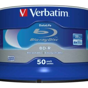 Verbatim BD-R 25GB/1-6x Cakebox (50 Disc) DataLife White Blue Surface 43838