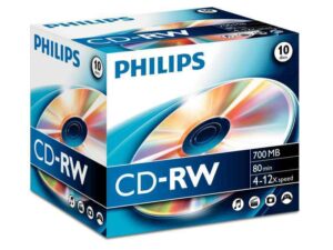 Philips CD-RW 700MB 10st juwelendoos kartonnen doos 4-12x CW7D2NJ10/00