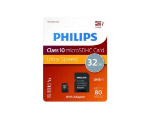Philips MicroSDHC 32GB CL10 80mb/s UHS-I +Adaptateur au détail