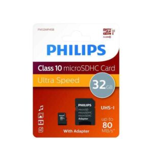Philips MicroSDHC 32 GB CL10 80 MB/s UHS-I + Einzelhandelsadapter