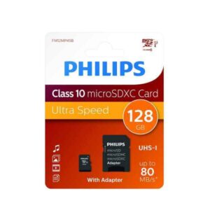 Philips MicroSDXC 128GB CL10 80mb/s UHS-I +Adaptateur au détail