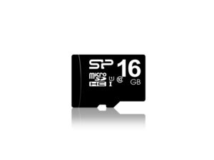 Silicon Power Micro SD-kaart 16 GB SDHC klasse 10 met advertentie. Rug. SP016GBSTH010V10SP