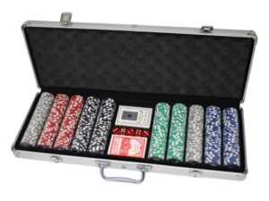 Cassa da poker in alluminio + 500 gettoni (chip contrassegnati con 11