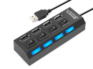 HUB USB 2.0 4 Ports avec interrupteurs marche/arrêt et LED