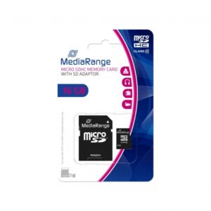 MediaRange MicroSD Card 16GB Cl.10 w/Adap. MR958