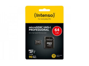 MicroSDHC 64GB Intenso Professional CL10 UHS-I + adapter and Blister