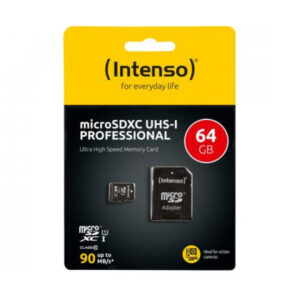 MicroSDHC 64Go Intenso Professional CL10 UHS-I + adaptateur et Blister