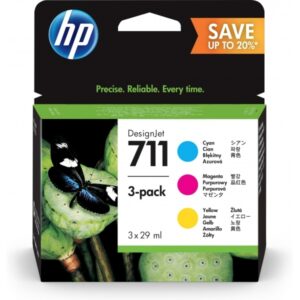 Pack 3 couleurs HP 711 28ml cartouche d´impression CMY P2V32A
