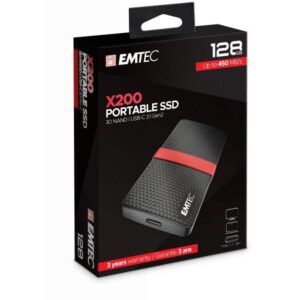 EMTEC SSD 128GB 3.1 Gen2 X200 SSD Portable Retail ECSSD128GX200