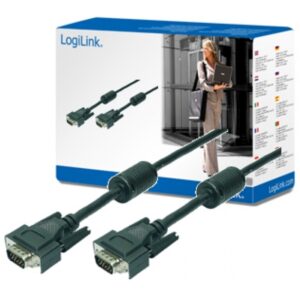 Câble LogiLink VGA 2x prise avec noyau en ferrite noir 15 Mètres CV0017