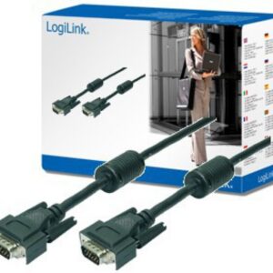 Câble LogiLink VGA 2x prise avec noyau en ferrite noir 20 Mètres CV0018
