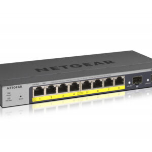 Conmutador Netgear Smart de 8 puertos Gigabit Ethernet PoE+ gestionado por web con 2 puertos SFP (55 W)
