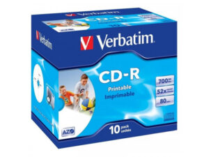 CD-R 80 Verbatim 52x DLP Inkjet white Superficie completa 10er Jewel Case 43325