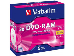 Packung mit 5 DVD-RAM 4,7 GB Verbatim 3x Jewel Case 43450